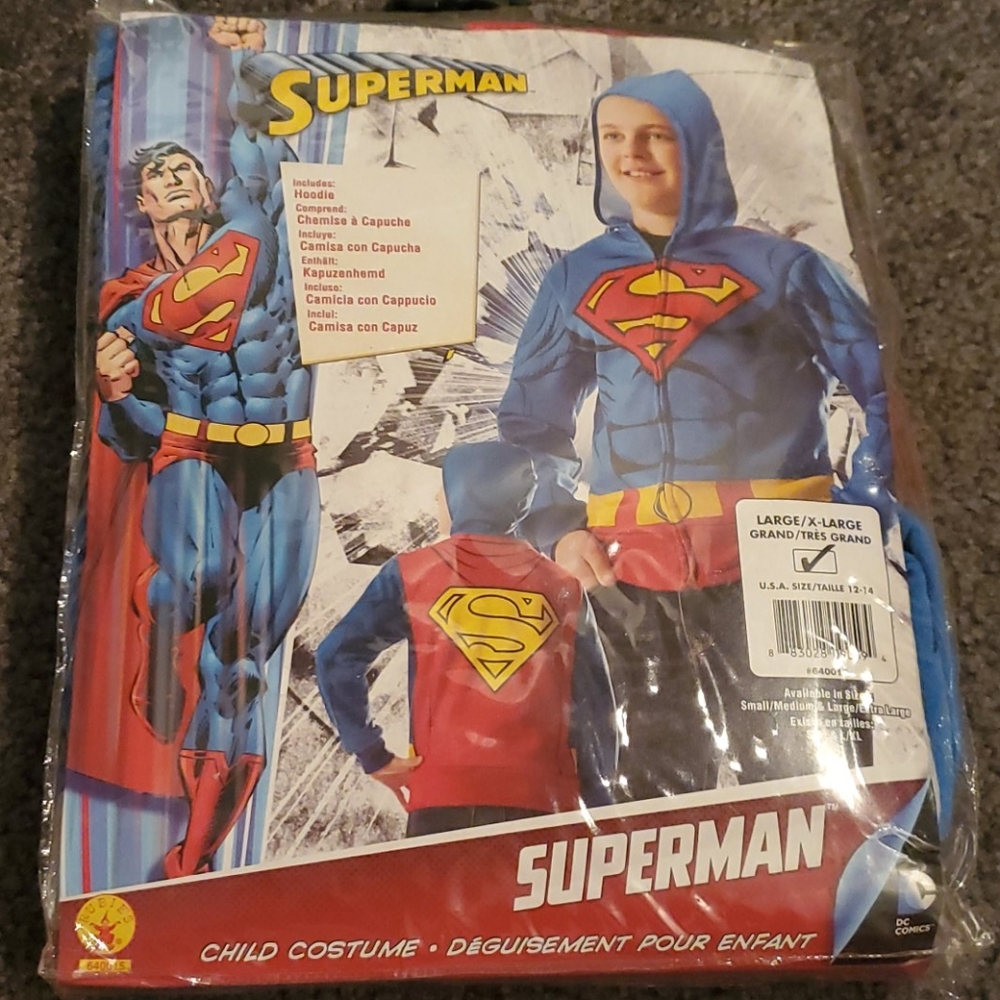 New Superman Kids 12/14 Sweatshirt With Hood - Picture 1 of 5
